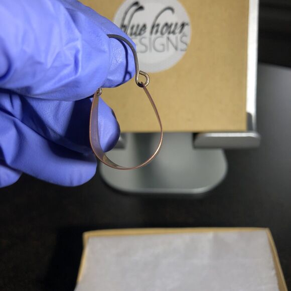 Copper Scoop Earrings Small Arc Shaped Handmade Jewelry By Blue Hour Design - Picture 5 of 10